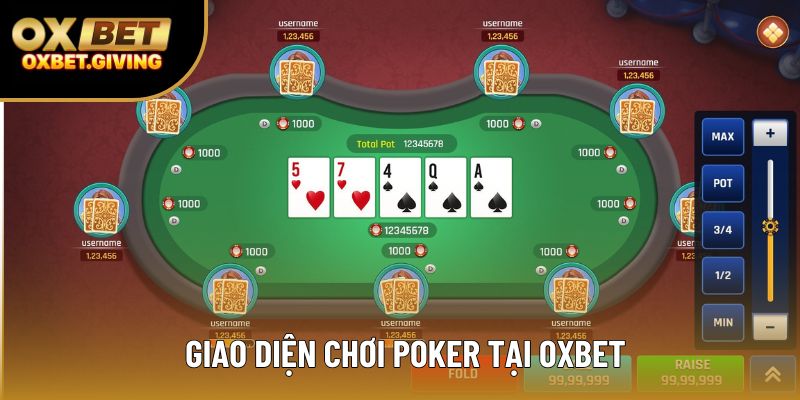 Giao diện chơi Poker tại OXBET